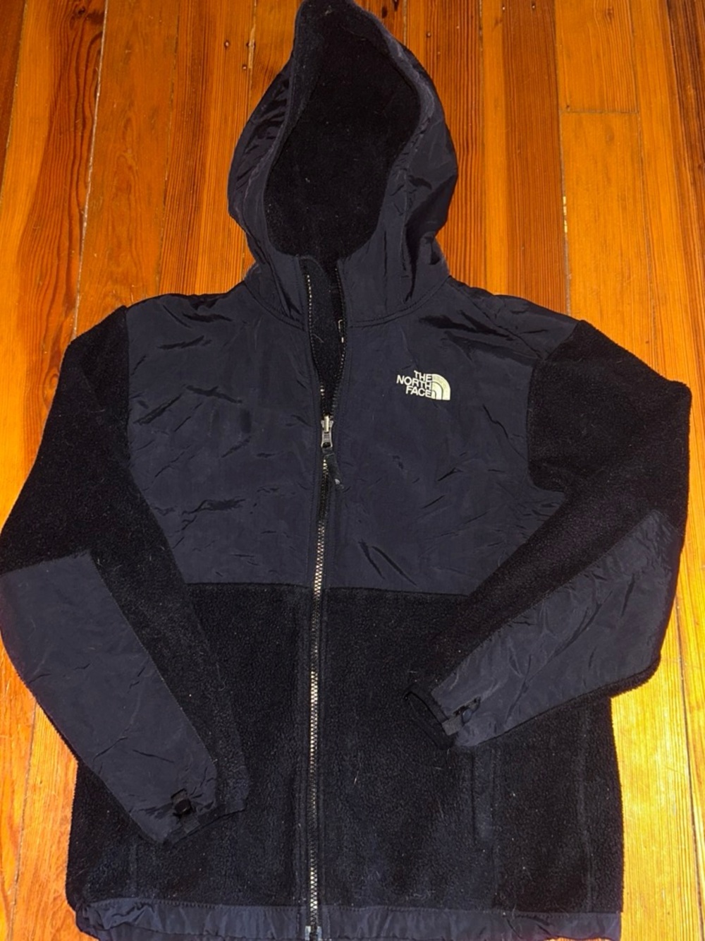 The North Face Navy and Black Hooded Fleece Jacket KIDS